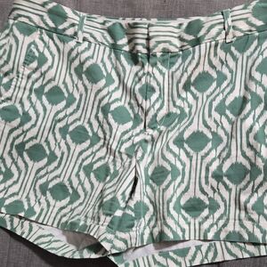 Banana Republic Green and White Ikat High-Waist Shorts